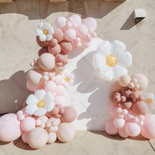 109PCS White Flower Daisy Theme Arch Garland Balloons Set